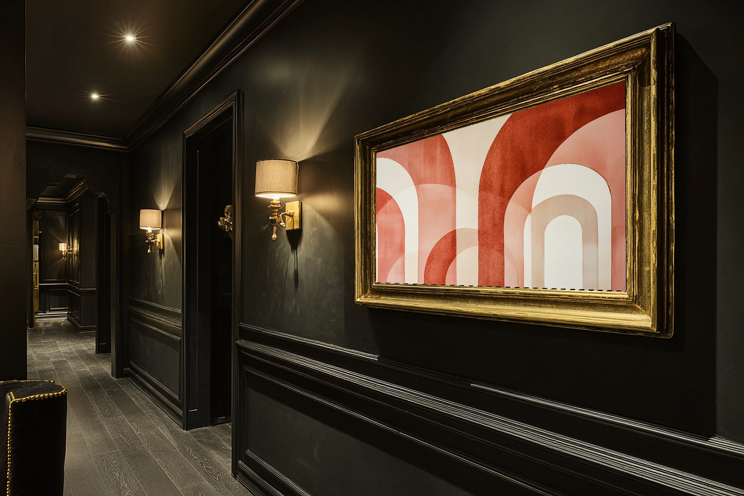 Hand-picked Abstract Arches Terracotta Giclée Print — Dreamy Luxe Modern for the Home Office, Ready-to-Hang Modern-Home Friend Gift — abstract-arches-terracotta-hallway-wall-art.jpg