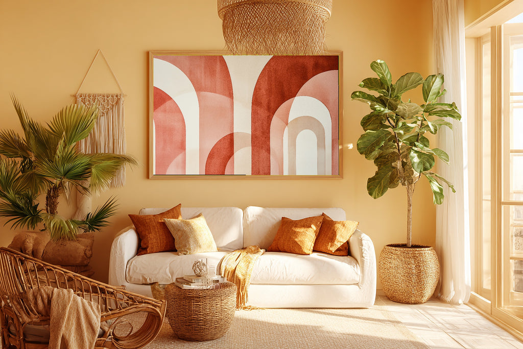 Hand-picked Abstract Arches Terracotta Giclée Print — Dreamy Luxe Modern for the Home Office, Ready-to-Hang Modern-Home Friend Gift — abstract-arches-terracotta-room-5-wall-art.jpg