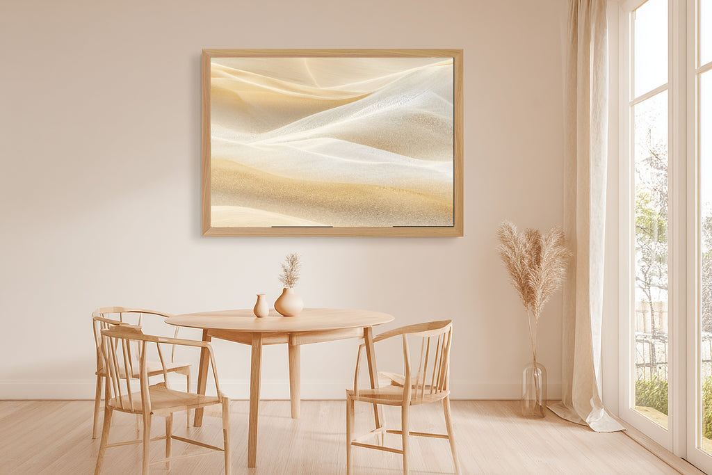 Abstract Desert Sand Ribbons Museum-Quality Canvas, Luxe Modern Wall Art, Muted Warm Neutrals Entryway Art, Gift for Home Owners — abstract-desert-sand-ribbons-dining-room-wall-art.jpg