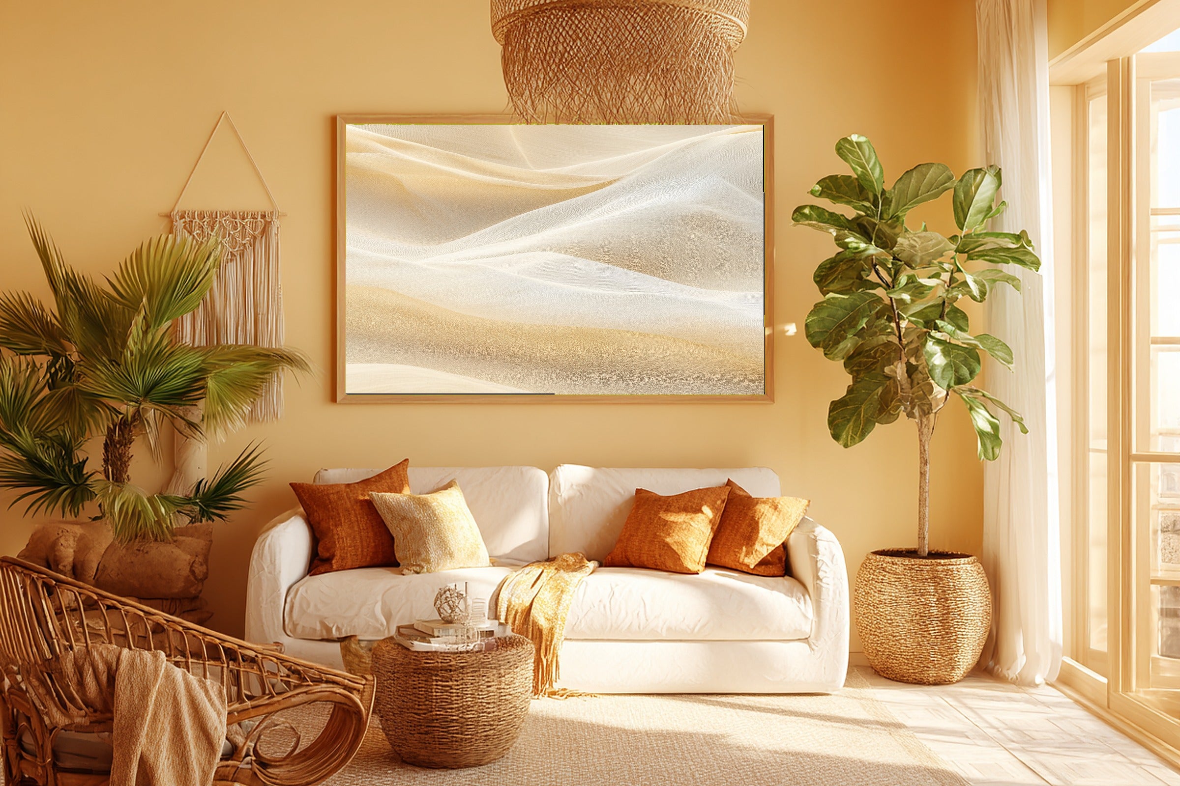 Abstract Desert Sand Ribbons Museum-Quality Canvas, Luxe Modern Wall Art, Muted Warm Neutrals Entryway Art, Gift for Home Owners — abstract-desert-sand-ribbons-room-5-wall-art.jpg