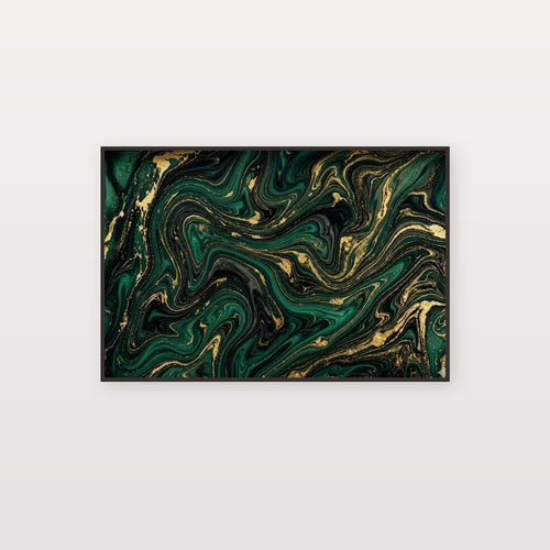 Abstract Emerald Gold Canvas Wall Art - Green Marble Print, Luxury Modern Decor, Stretched Canvas — abstract emerald gold canvas print