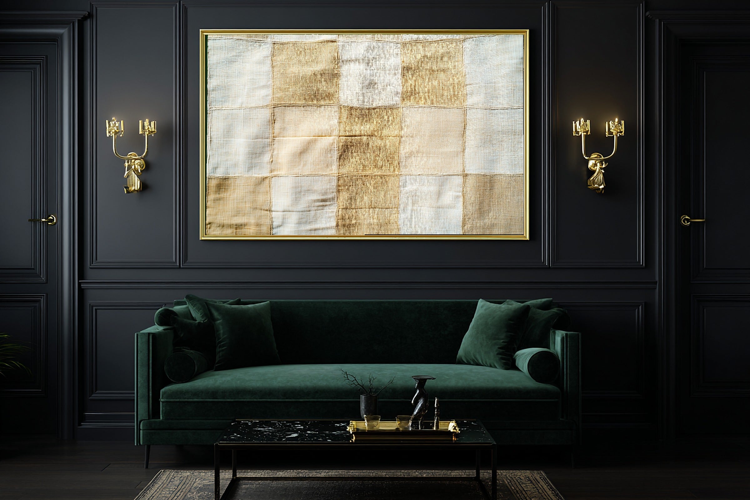Abstract Khaki Linen Grid Fine Art Canvas, Warm Earth-Tone Abstract, Modern Living Room Wall Decor, Birthday Gift for Her — abstract-khaki-linen-grid-office-wall-art.jpg