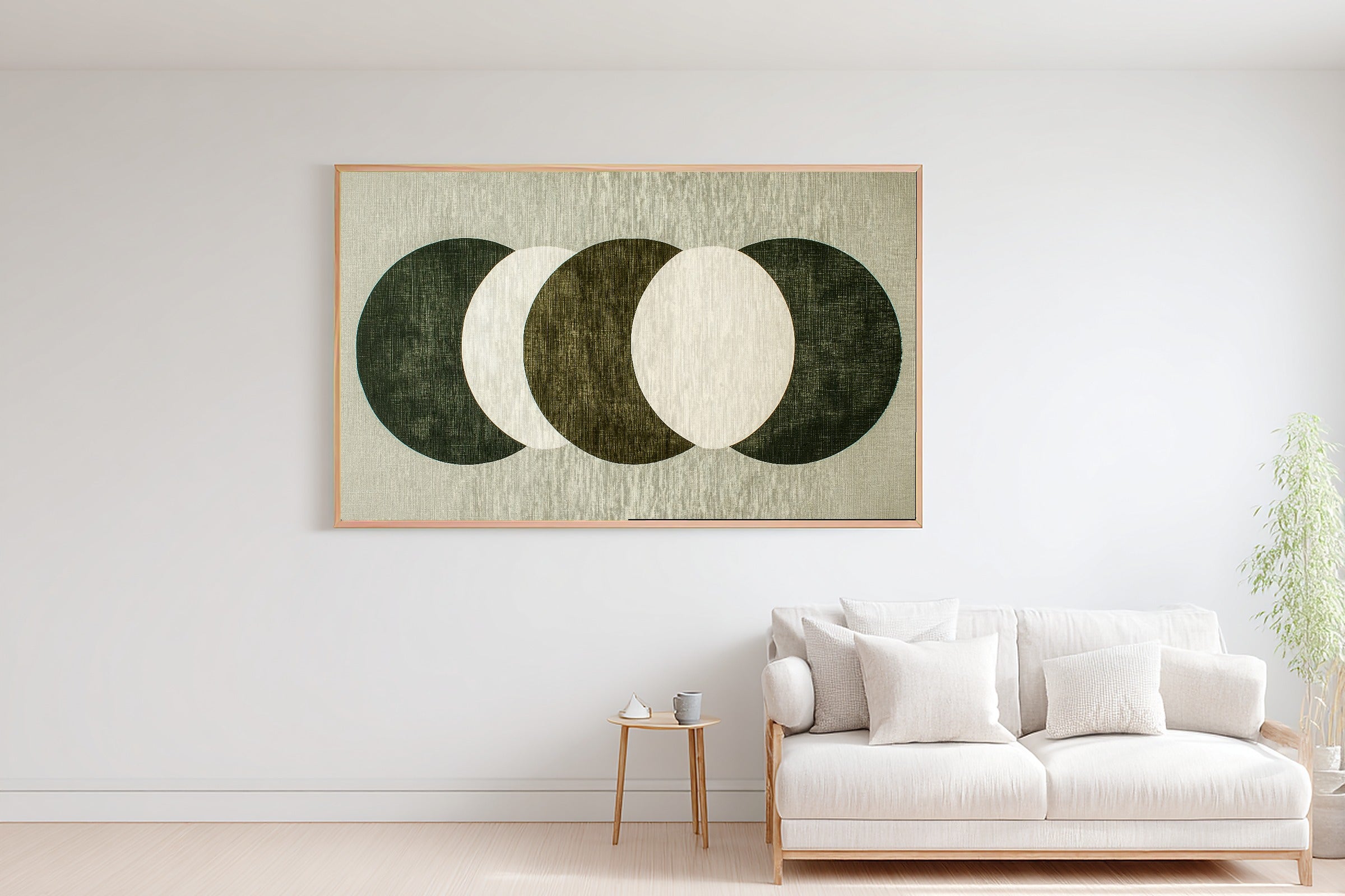 Abstract Muted Olive Half Moons Museum-Quality Canvas, Warm Earth-Tone Abstract, Modern Living Room Wall Decor, Gift for Creatives — abstract-muted-olive-half-moons-bedroom-wall-art.jpg
