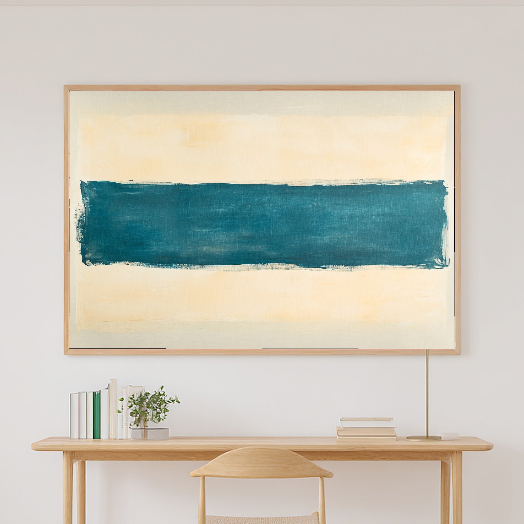 Abstract Patina Blue Horizon Brushstroke Fine Art Canvas, Muted Warm Neutrals, Entryway Focal Point, Premium Canvas, Mother's Day Gift Idea — abstract-patina-blue-horizon-brushstroke-canvas-print.jpg