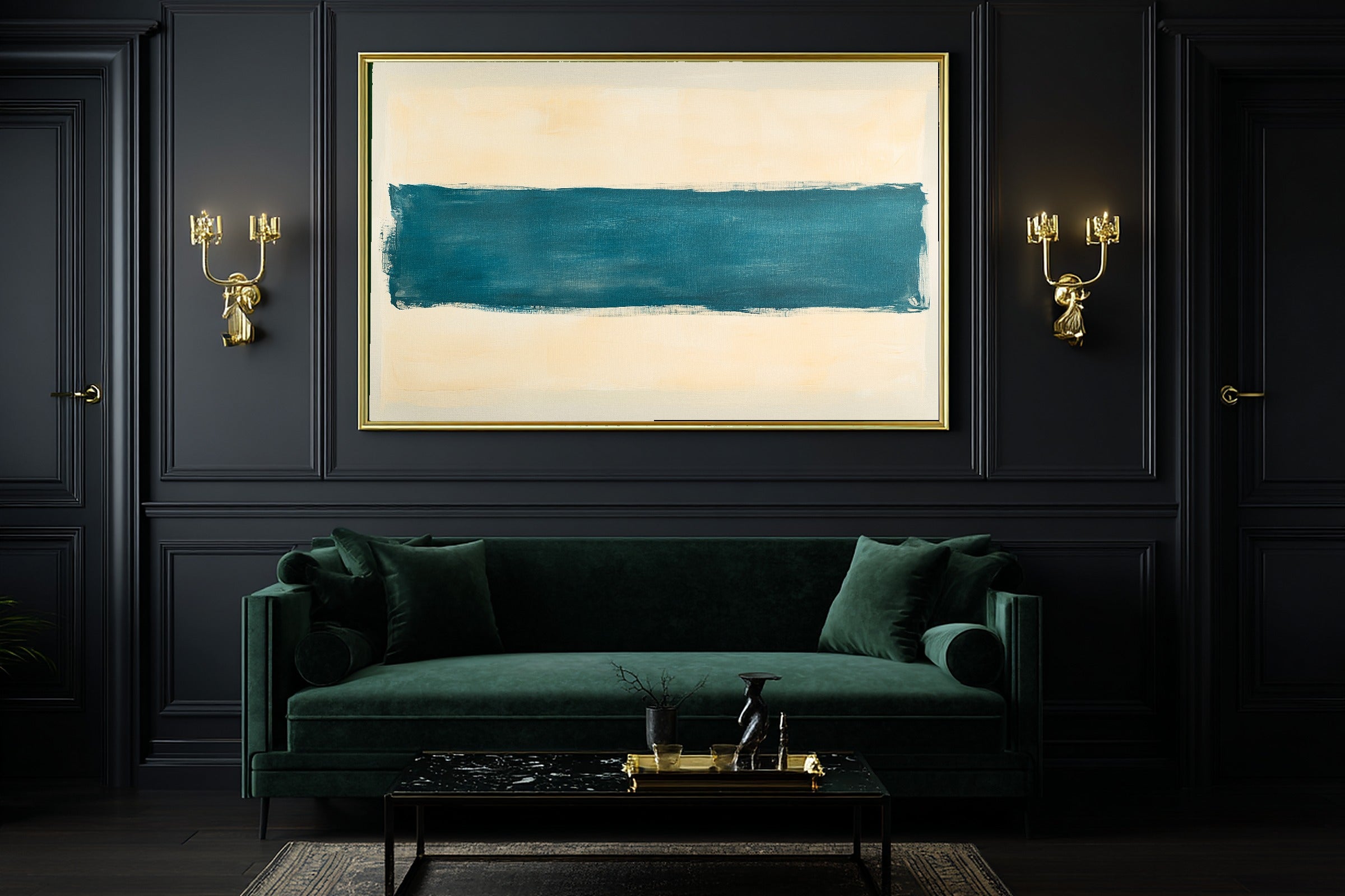 Abstract Patina Blue Horizon Brushstroke Fine Art Canvas, Muted Warm Neutrals, Entryway Focal Point, Premium Canvas, Mother's Day Gift Idea — abstract-patina-blue-horizon-brushstroke-office-wall-art.jpg