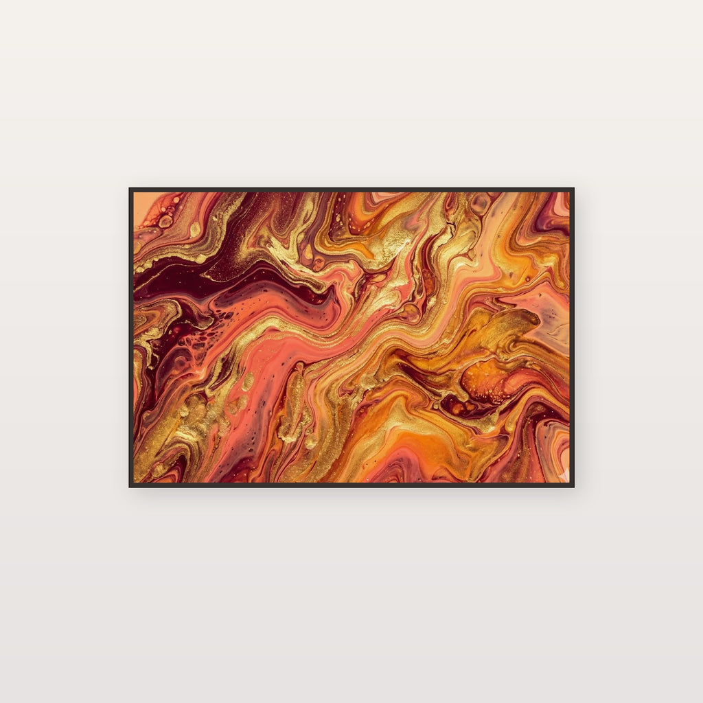 Abstract Sunset Canvas Wall Art - Orange Wave Print, Modern Art, Contemporary Decor, Stretched Canvas — abstract sunset waves canvas print