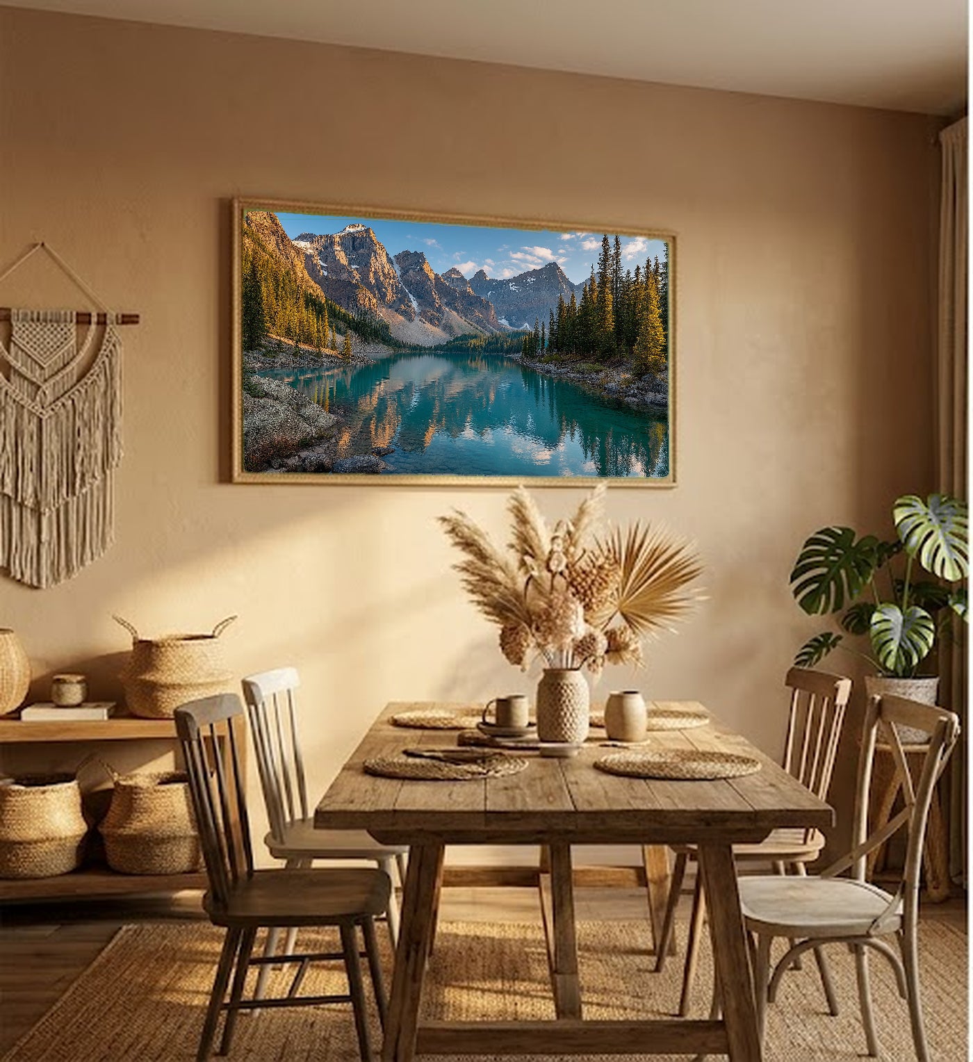 Abstract Sunset Canvas Wall Art - Orange Wave Print, Modern Art, Contemporary Decor, Stretched Canvas — abstract sunset waves hallway wall art