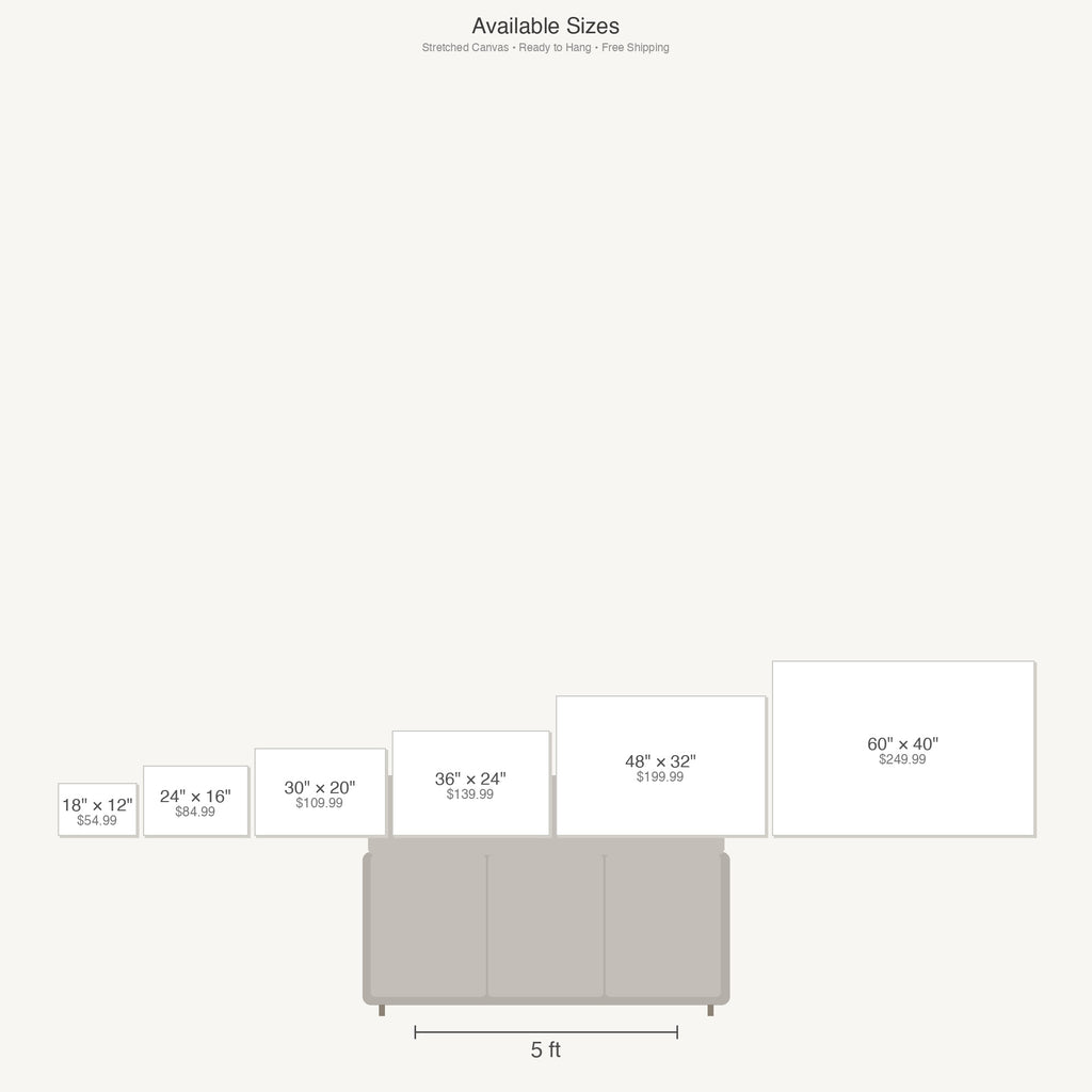 Abstract Sunset Canvas Wall Art - Orange Wave Print, Modern Art, Contemporary Decor, Stretched Canvas — abstract sunset waves size chart