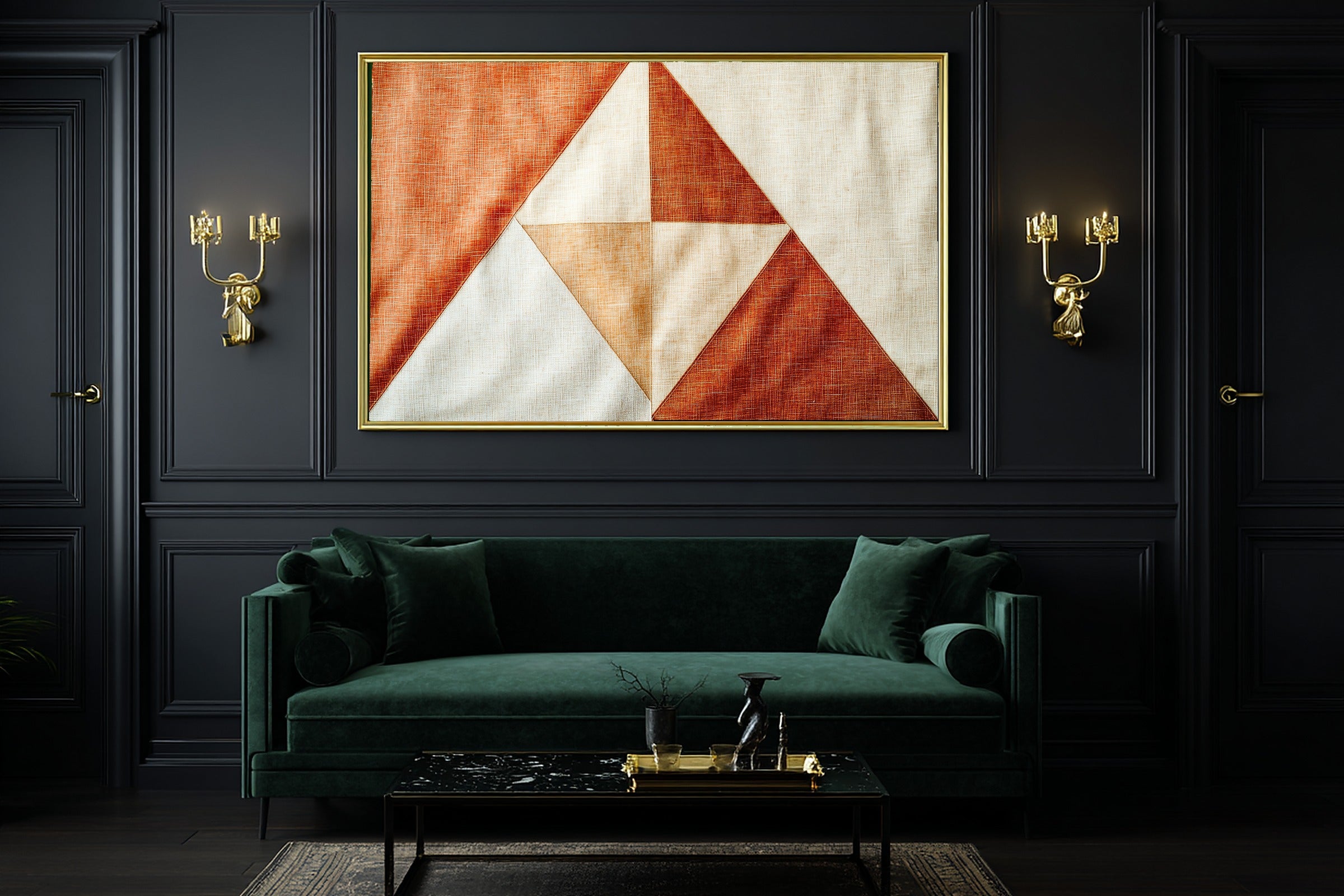 Abstract Terracotta Triangles Wall Art Canvas, Minimalist Abstract Print Wall Art, Above-the-Entryway Decor, Thoughtful Housewarming Gift — abstract-terracotta-triangles-office-wall-art.jpg