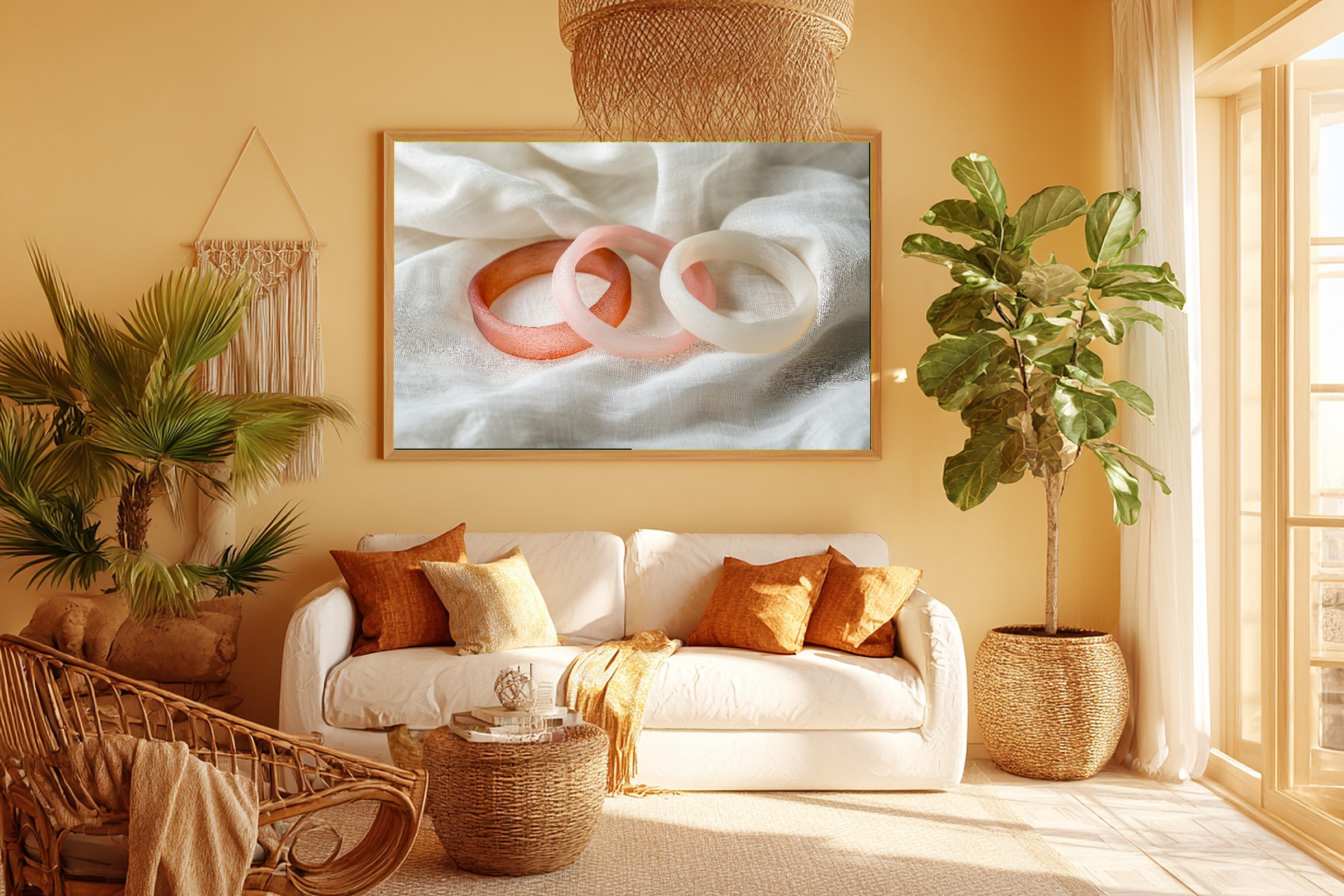 Abstract Washed Coral Rings Museum-Quality Canvas, Calm Coastal Seascape, Hazy Coastal Blue Beach House Art, Meaningful Gift for Art Lovers — abstract-washed-coral-rings-room-5-wall-art.jpg