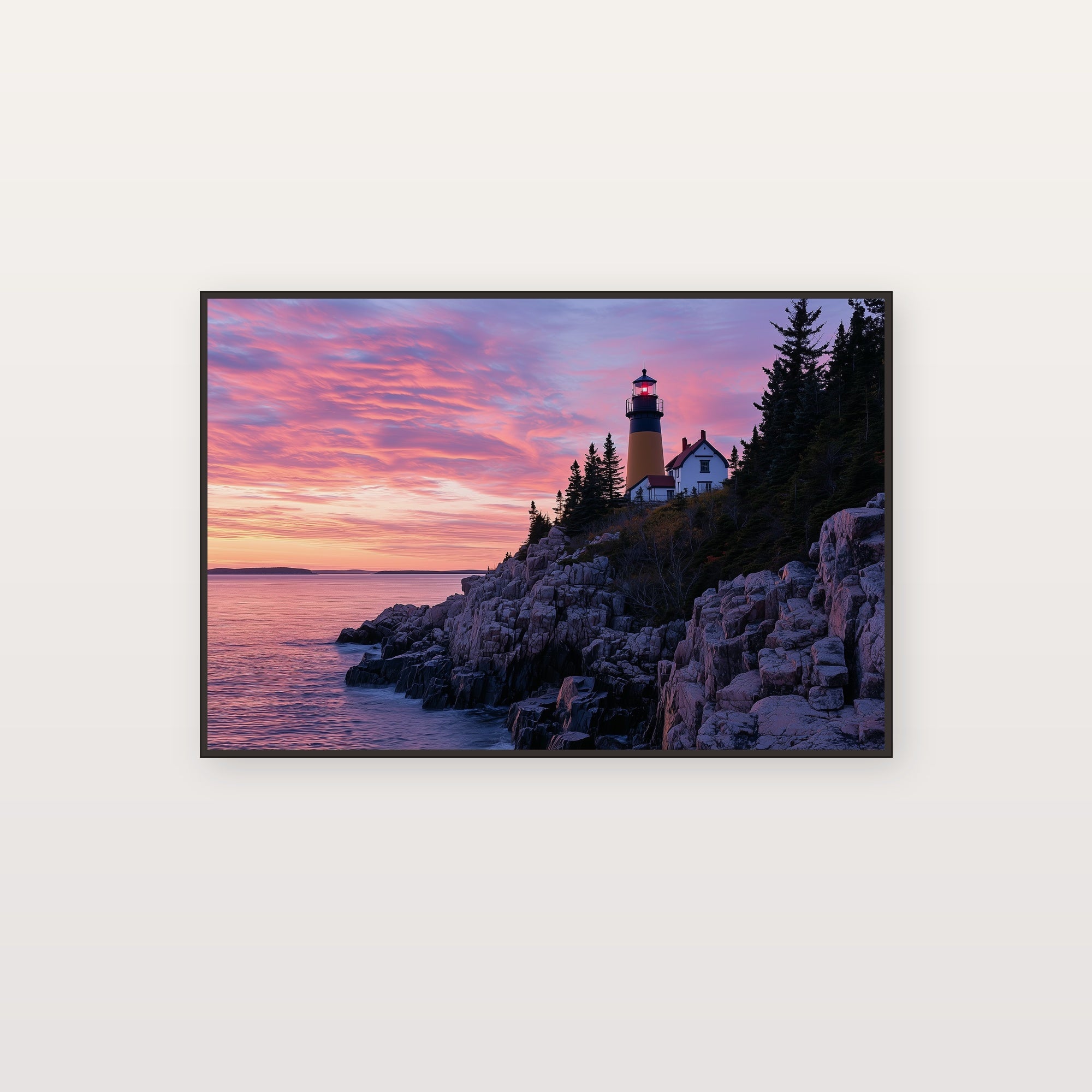 Acadia Maine Canvas Wall Art | Retro National Park Poster Print, Coastal New England Decor, Stretched Canvas — acadia-maine-retro-poster-canvas-print.jpg