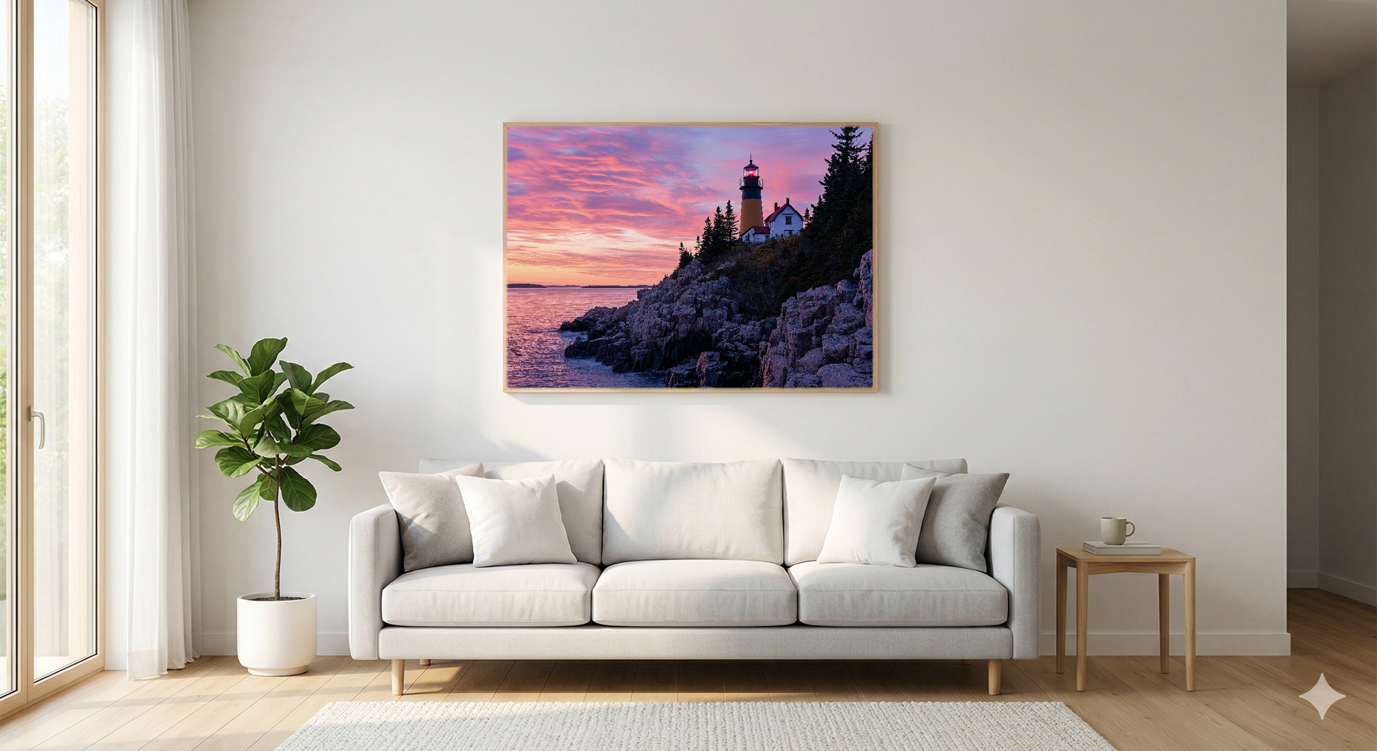 Acadia Maine Canvas Wall Art | Retro National Park Poster Print, Coastal New England Decor, Stretched Canvas — acadia-maine-retro-poster-living-room-wall-art.jpg