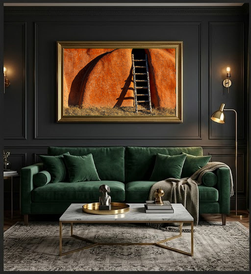 Adobe Pueblo Canvas Wall Art | Architectural Study Print, Southwest Decor, Stretched Canvas — adobe-pueblo-architectural-study-office-wall-art.jpg