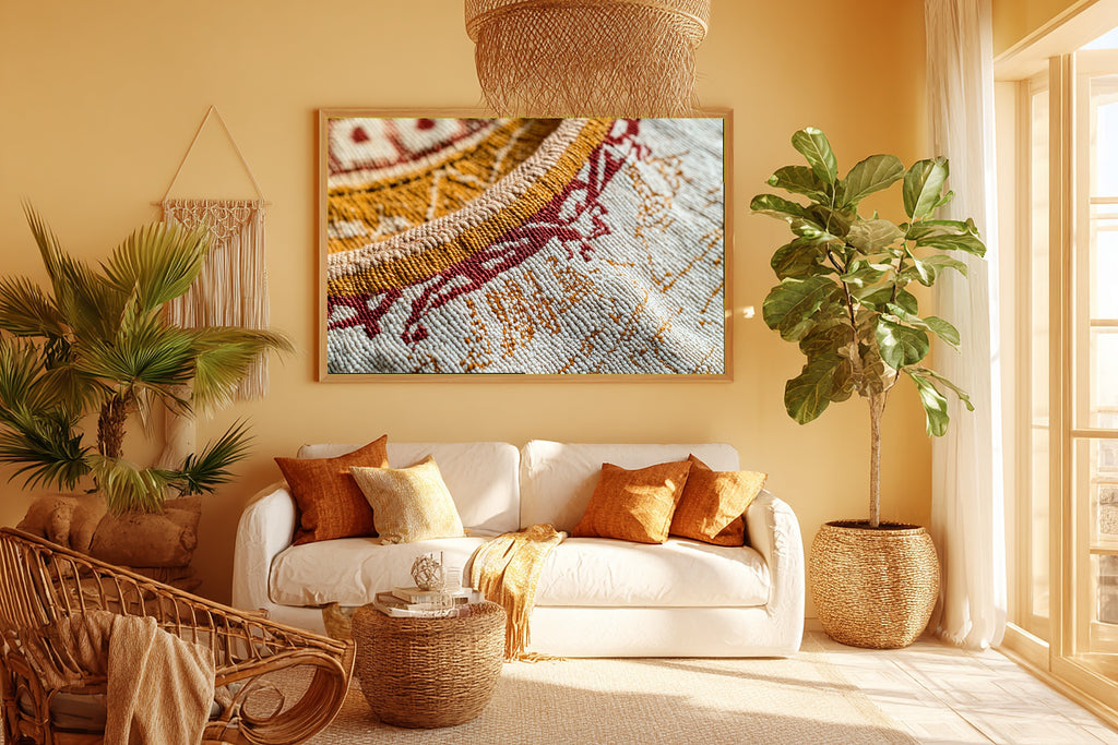 Afrobohemian Ethiopian Telet Weave Museum-Quality Canvas, Bold African Wall Decor, Soft Dreamy Glow Home Office Art — afrobohemian-ethiopian-telet-weave-room-5-wall-art.jpg