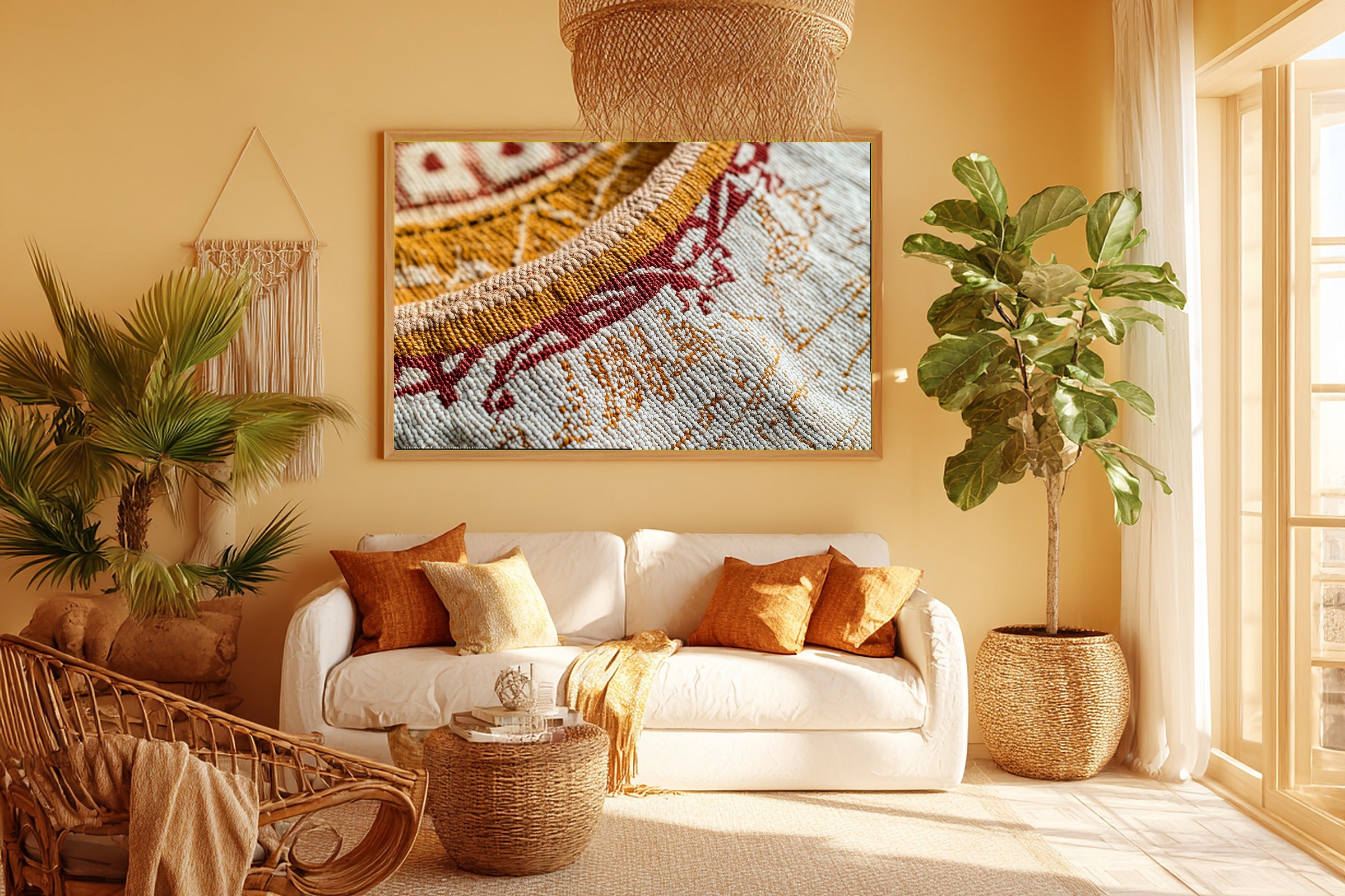 Afrobohemian Ethiopian Telet Weave Museum-Quality Canvas, Bold African Wall Decor, Soft Dreamy Glow Home Office Art — afrobohemian-ethiopian-telet-weave-room-5-wall-art.jpg