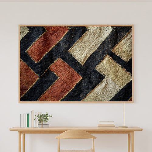 Afrobohemian Kuba Cloth Geometry Giclée Canvas Print, Bold African Wall Decor, Warm Soulful Tones Bedroom Art, Elegant Hostess Gift — afrobohemian-kuba-cloth-geometry-canvas-print.jpg