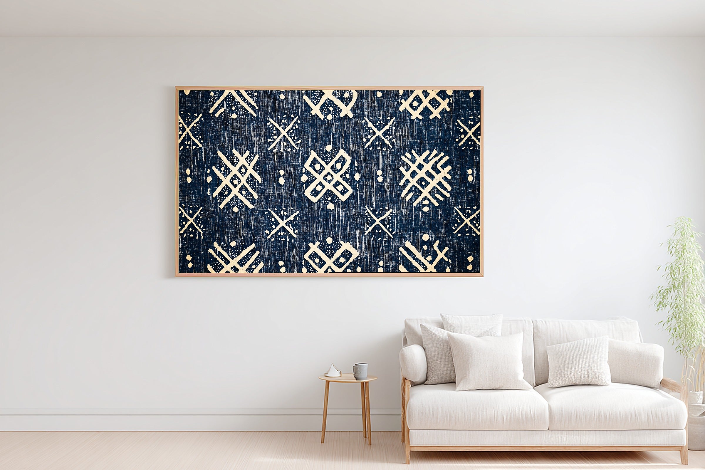 Afrobohemian Mudcloth Indigo Bogolan Giclée Canvas Print | Bold African Wall Decor | Living Room Decor | Gift for Creatives — afrobohemian-mudcloth-indigo-bogolan-bedroom-wall-art.jpg