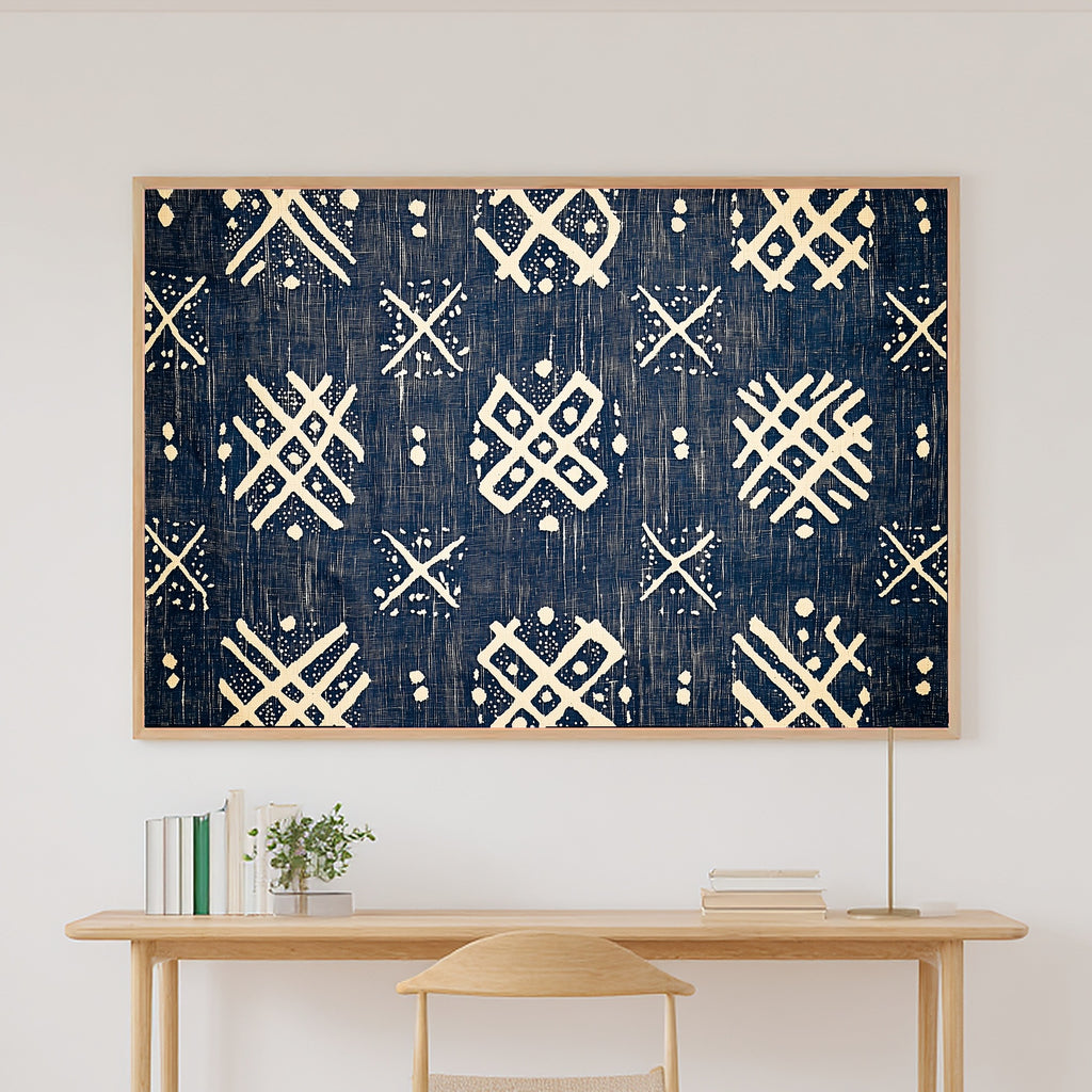 Afrobohemian Mudcloth Indigo Bogolan Giclée Canvas Print | Bold African Wall Decor | Living Room Decor | Gift for Creatives — afrobohemian-mudcloth-indigo-bogolan-canvas-print.jpg