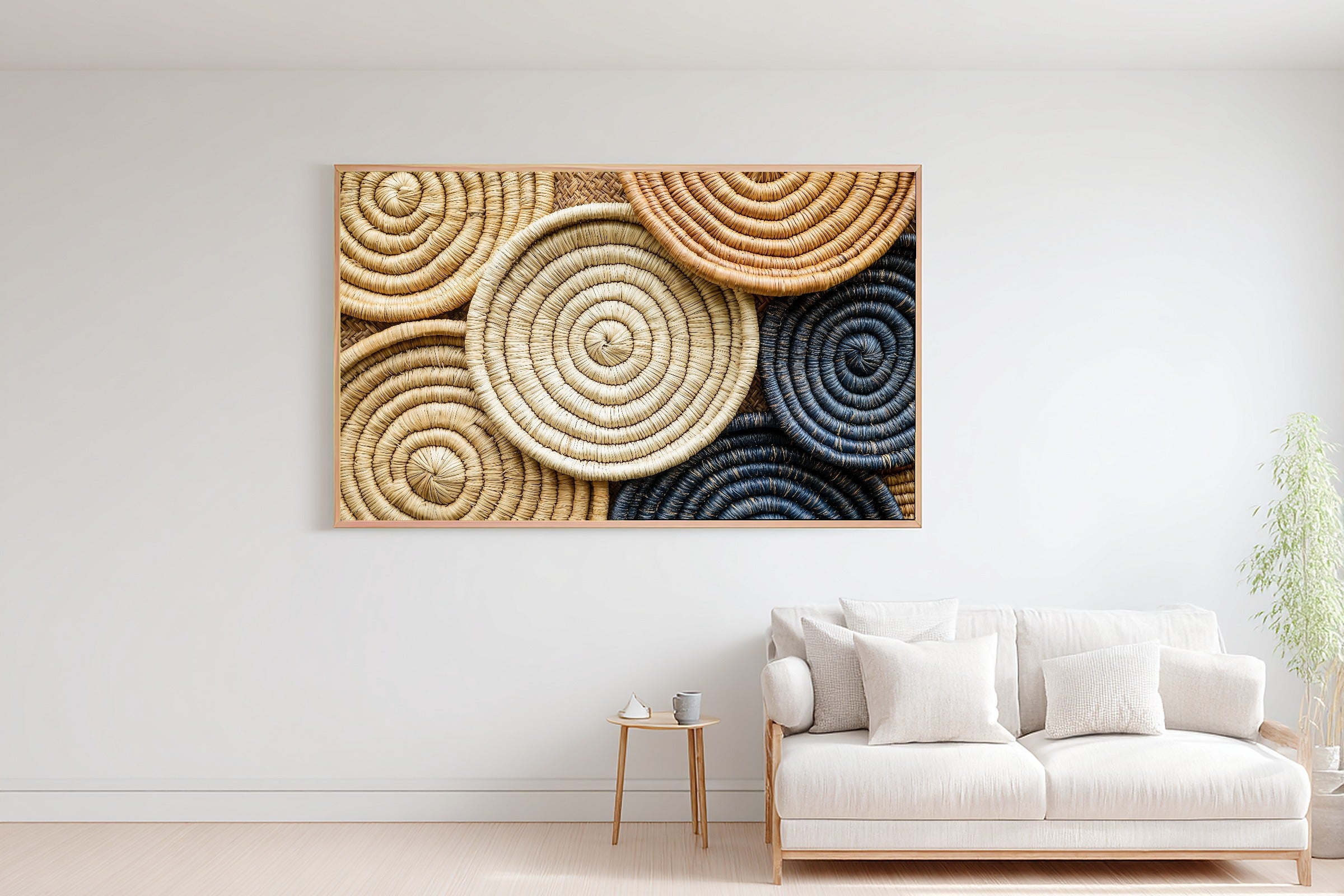 Afrobohemian Senegalese Basket Mosaic Canvas Print for the Bedroom, Golden Savanna Print, Cozy Neutral Palette, Move-In Gift Idea — afrobohemian-senegalese-basket-mosaic-bedroom-wall-art.jpg
