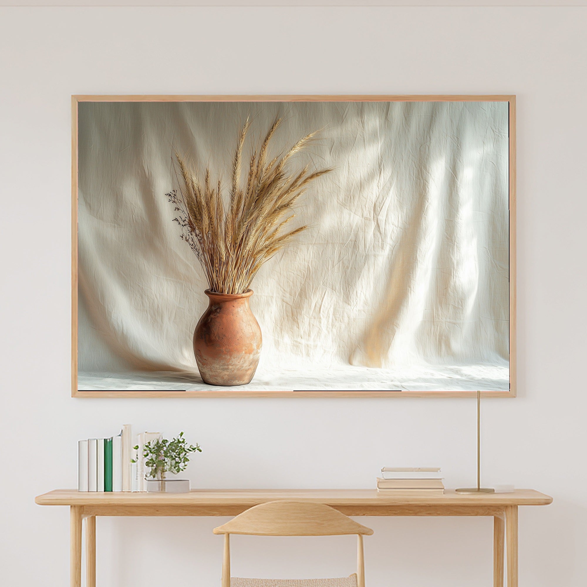 Aged Terracotta Dried Grass Wall Art Canvas, Soft Painterly Print, Soft Dreamy Glow Home Office Art, Move-In Gift Idea — aged-terracotta-dried-grass-canvas-print.jpg