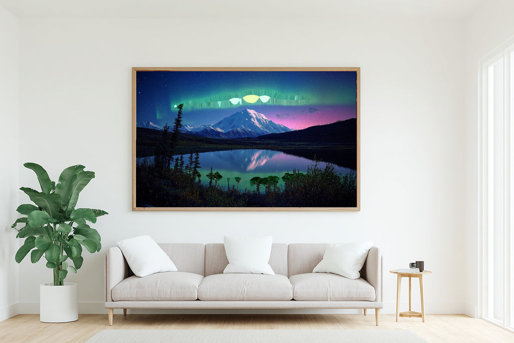 A Dreamy Alaska Denali Aurora Soft Nordic Print — Dreamy Wall Art for the Bedroom, Giclée on Canvas — alaska-denali-aurora-living-room-wall-art.jpg