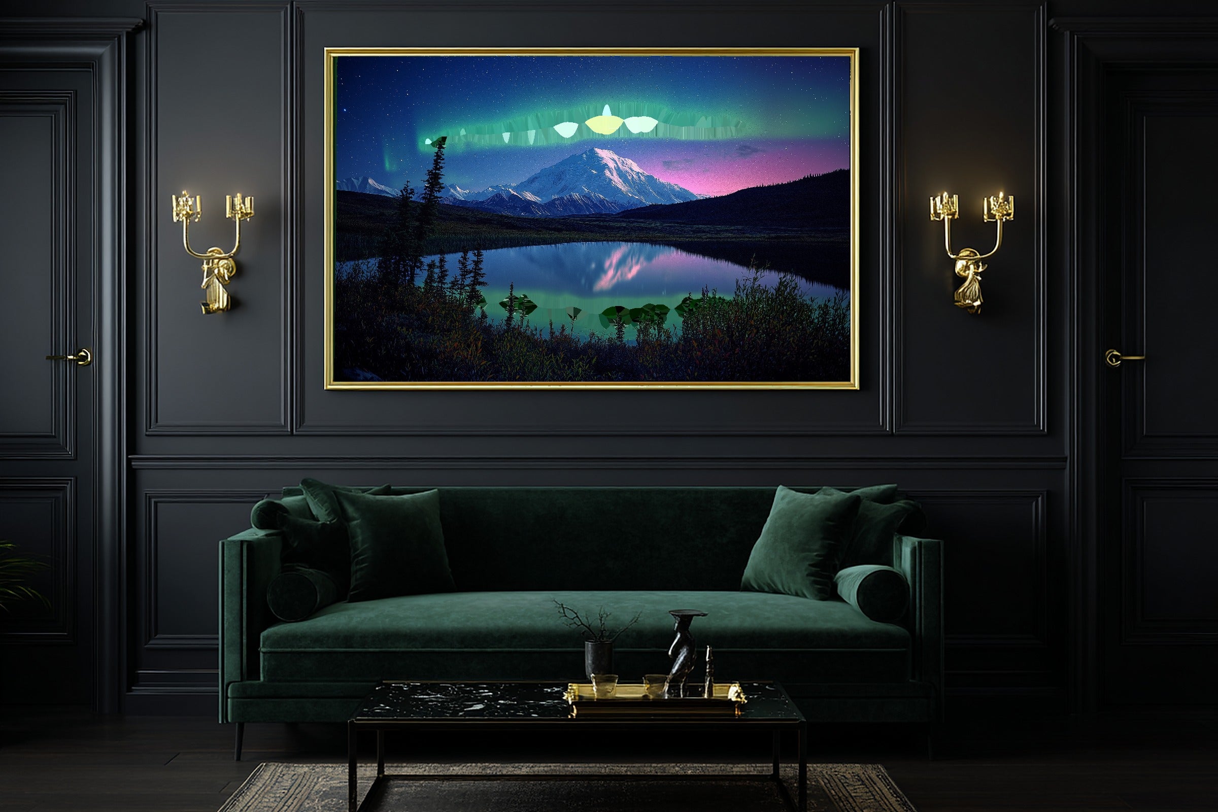 A Dreamy Alaska Denali Aurora Soft Nordic Print — Dreamy Wall Art for the Bedroom, Giclée on Canvas — alaska-denali-aurora-office-wall-art.jpg
