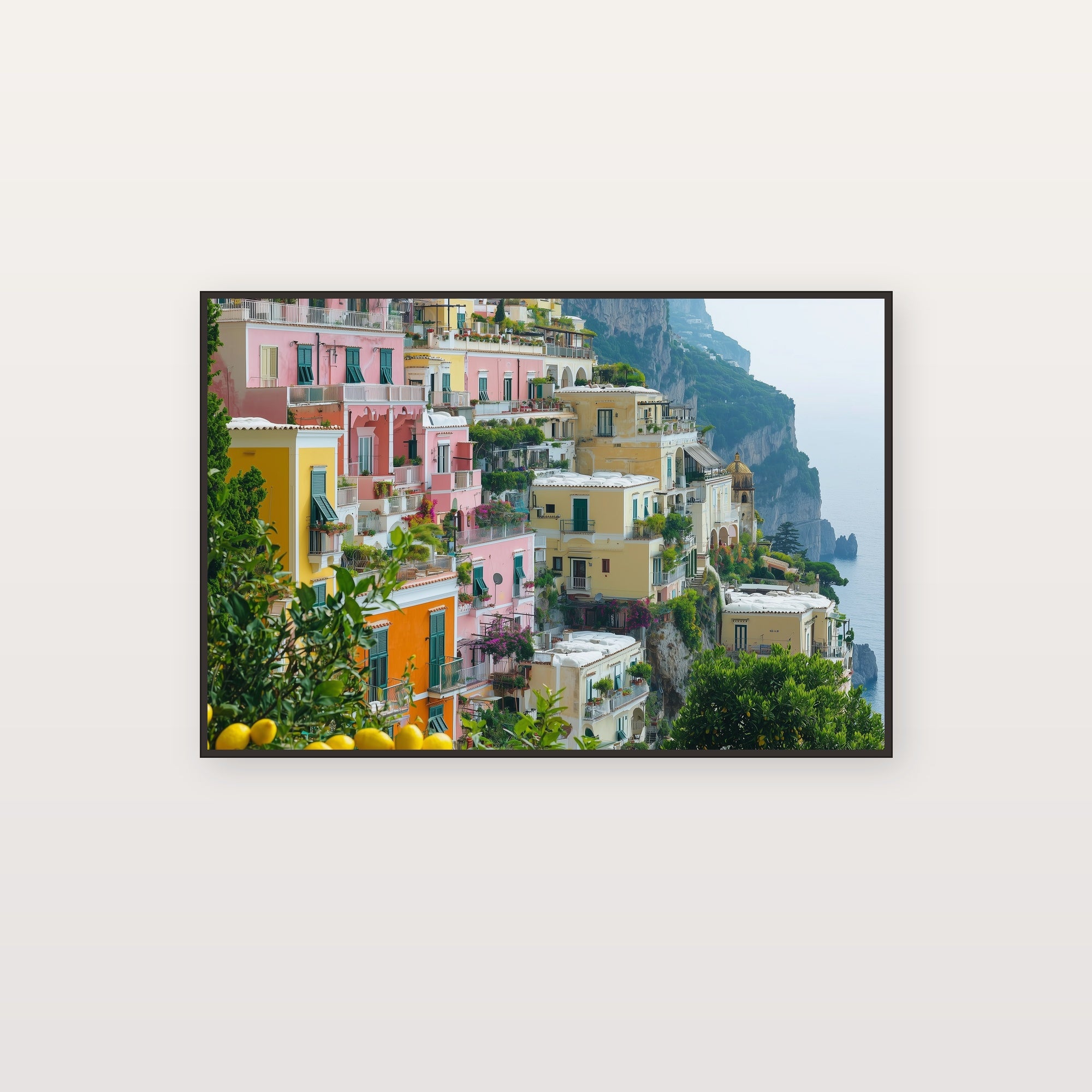 Positano Canvas Wall Art | Amalfi Coast Italy Print, Mediterranean Decor, Colorful Decor, Stretched Canvas — amalfi-coast-positano-canvas-print.jpg