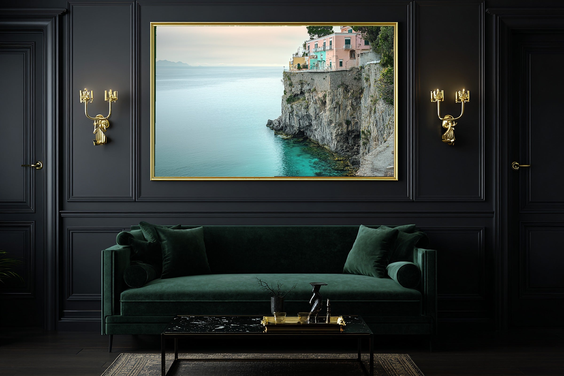Hand-picked Amalfi Coast Sunset Minimal Giclée Print — Cozy Warm Gallery for the Living Room, Ready-to-Hang Art Lover in Your Life Gift — amalfi-coast-sunset-minimal-office-wall-art.jpg