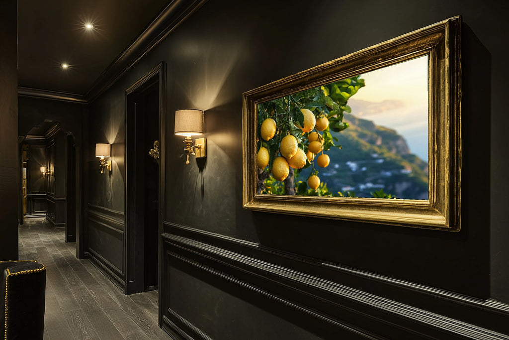 Amalfi Lemon Grove Print on Stretched Canvas — Stunning Soft Painterly for the Living Room, Gift for the Art Lover in Your Life — amalfi-lemon-grove-hallway-wall-art.jpg