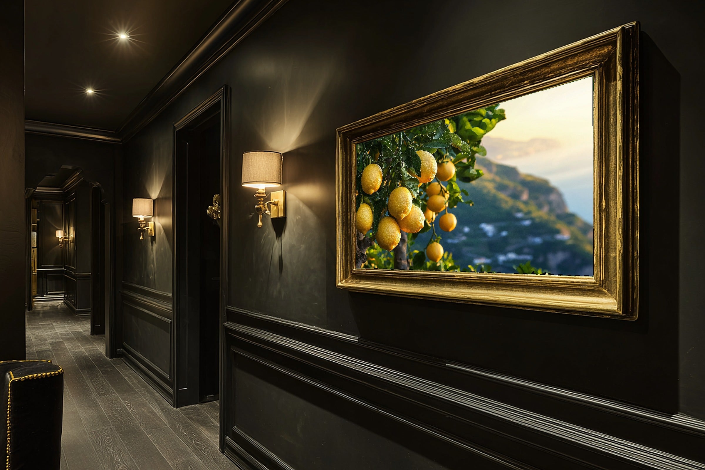 Amalfi Lemon Grove Print on Stretched Canvas — Stunning Soft Painterly for the Living Room, Gift for the Art Lover in Your Life — amalfi-lemon-grove-hallway-wall-art.jpg