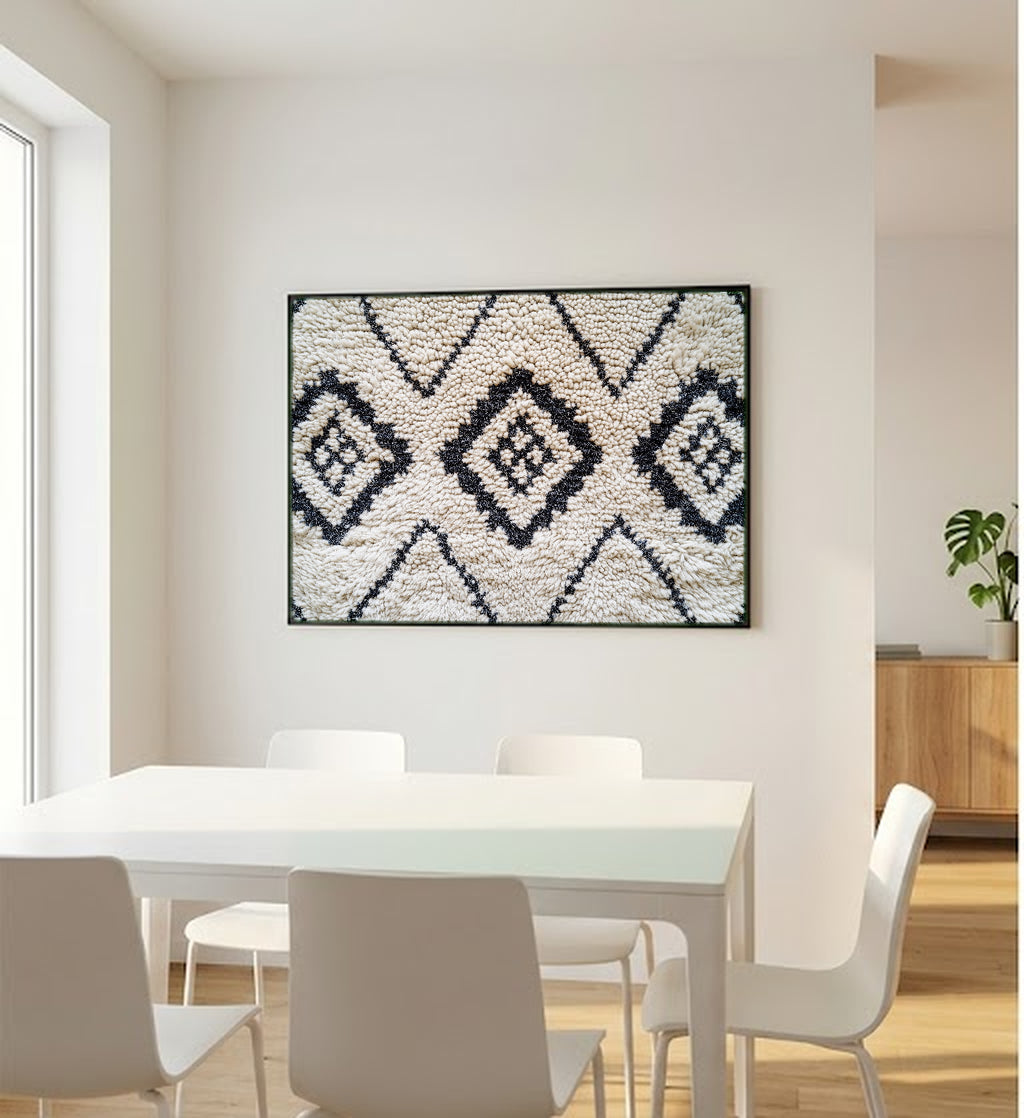 Amazigh Rug Canvas Wall Art | Berber Pattern Print, Moroccan Boho Decor, Stretched Canvas — amazigh-rug-abstract-bedroom-wall-art.jpg