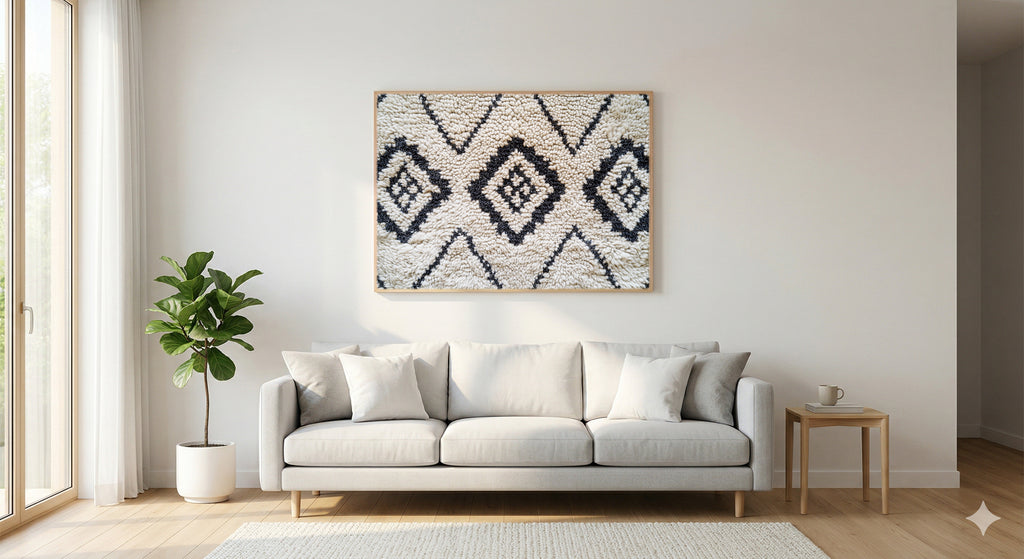 Amazigh Rug Canvas Wall Art | Berber Pattern Print, Moroccan Boho Decor, Stretched Canvas — amazigh-rug-abstract-living-room-wall-art.jpg