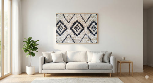 Amazigh Rug Canvas Wall Art | Berber Pattern Print, Moroccan Boho Decor, Stretched Canvas — amazigh-rug-abstract-living-room-wall-art.jpg
