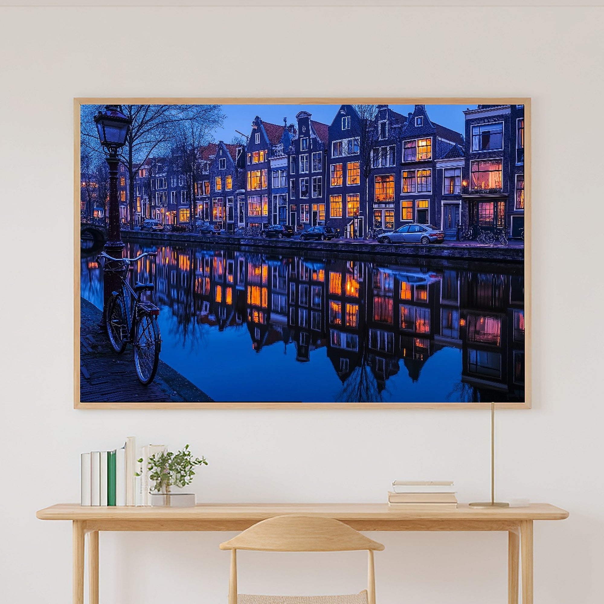 A Dreamy Amsterdam Canal Dusk Warm Old-Town Print — Stunning Wall Art for the Modern Loft, Giclée on Canvas — amsterdam-canal-dusk-canvas-print.jpg