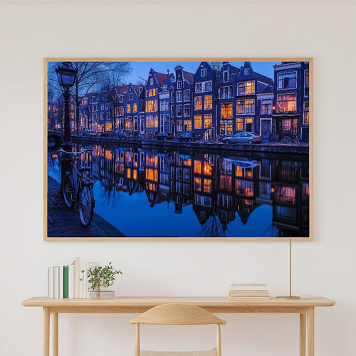 A Dreamy Amsterdam Canal Dusk Warm Old-Town Print — Stunning Wall Art for the Modern Loft, Giclée on Canvas — amsterdam-canal-dusk-canvas-print.jpg