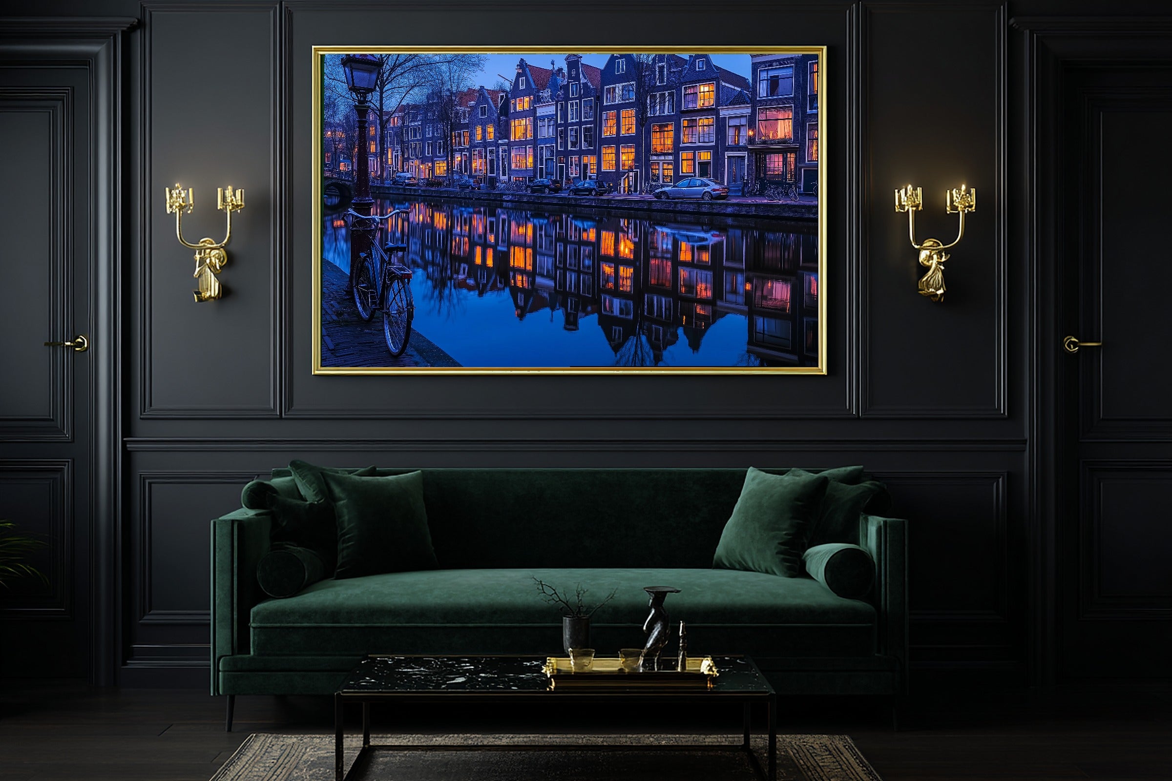 A Dreamy Amsterdam Canal Dusk Warm Old-Town Print — Stunning Wall Art for the Modern Loft, Giclée on Canvas — amsterdam-canal-dusk-office-wall-art.jpg