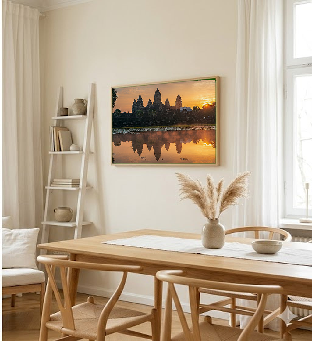 Angkor Wat Canvas Wall Art | Cambodia Sunrise Print, Ancient Temple, Asian Decor, Stretched Canvas — angkor-wat-sunrise-dining-room-wall-art.jpg