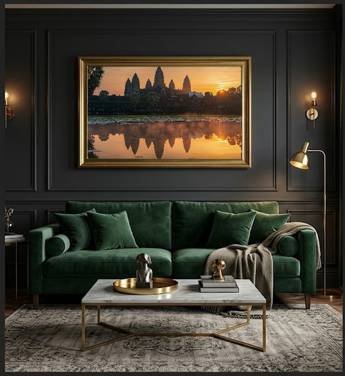 Angkor Wat Canvas Wall Art | Cambodia Sunrise Print, Ancient Temple, Asian Decor, Stretched Canvas — angkor-wat-sunrise-office-wall-art.jpg