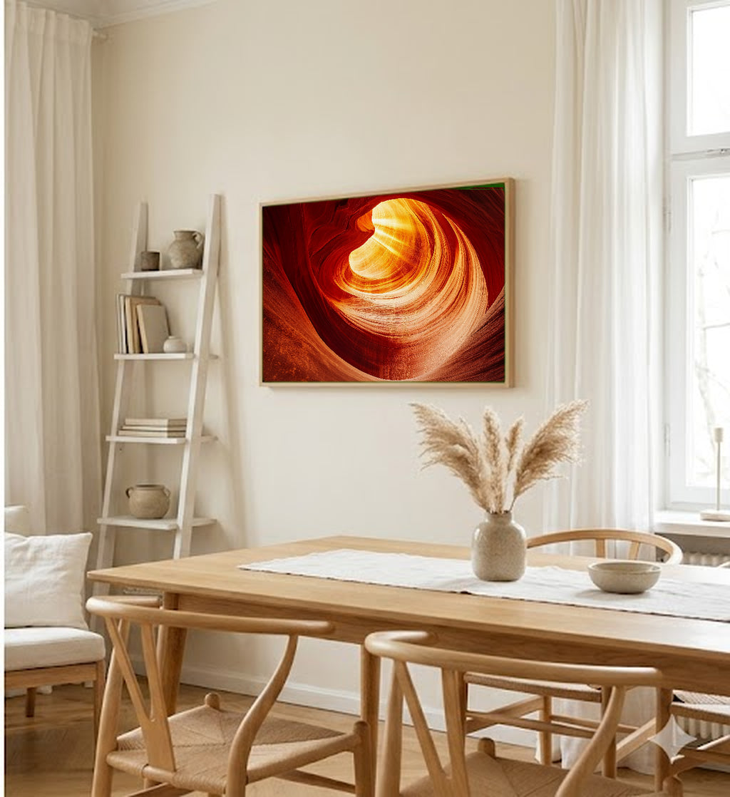 Antelope Canyon Canvas Wall Art | Light Beam Abstract Print, Southwest Decor, Stretched Canvas — antelope-canyon-light-abstract-dining-room-wall-art.jpg