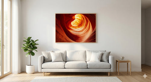Antelope Canyon Canvas Wall Art | Light Beam Abstract Print, Southwest Decor, Stretched Canvas — antelope-canyon-light-abstract-living-room-wall-art.jpg