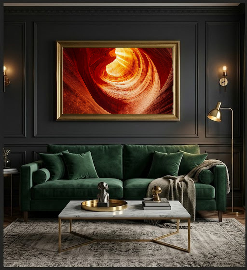 Antelope Canyon Canvas Wall Art | Light Beam Abstract Print, Southwest Decor, Stretched Canvas — antelope-canyon-light-abstract-office-wall-art.jpg