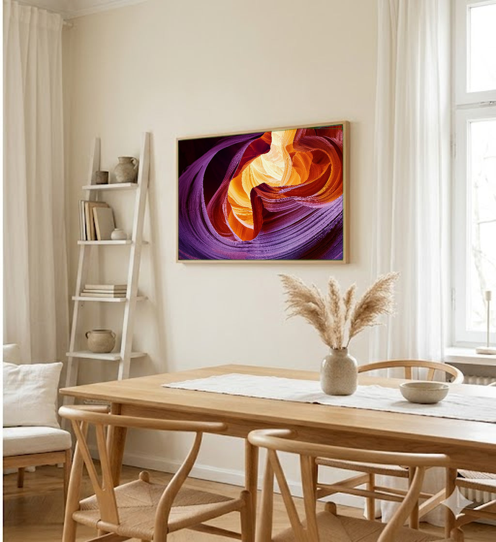 Antelope Canyon Canvas Wall Art | Arizona Slot Canyon Print, Red Sandstone, Nature Decor, Stretched Canvas — antelope-canyon-light-dining-room-wall-art.jpg