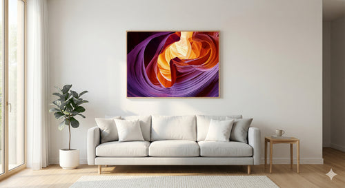 Antelope Canyon Canvas Wall Art | Arizona Slot Canyon Print, Red Sandstone, Nature Decor, Stretched Canvas — antelope-canyon-light-living-room-wall-art.jpg