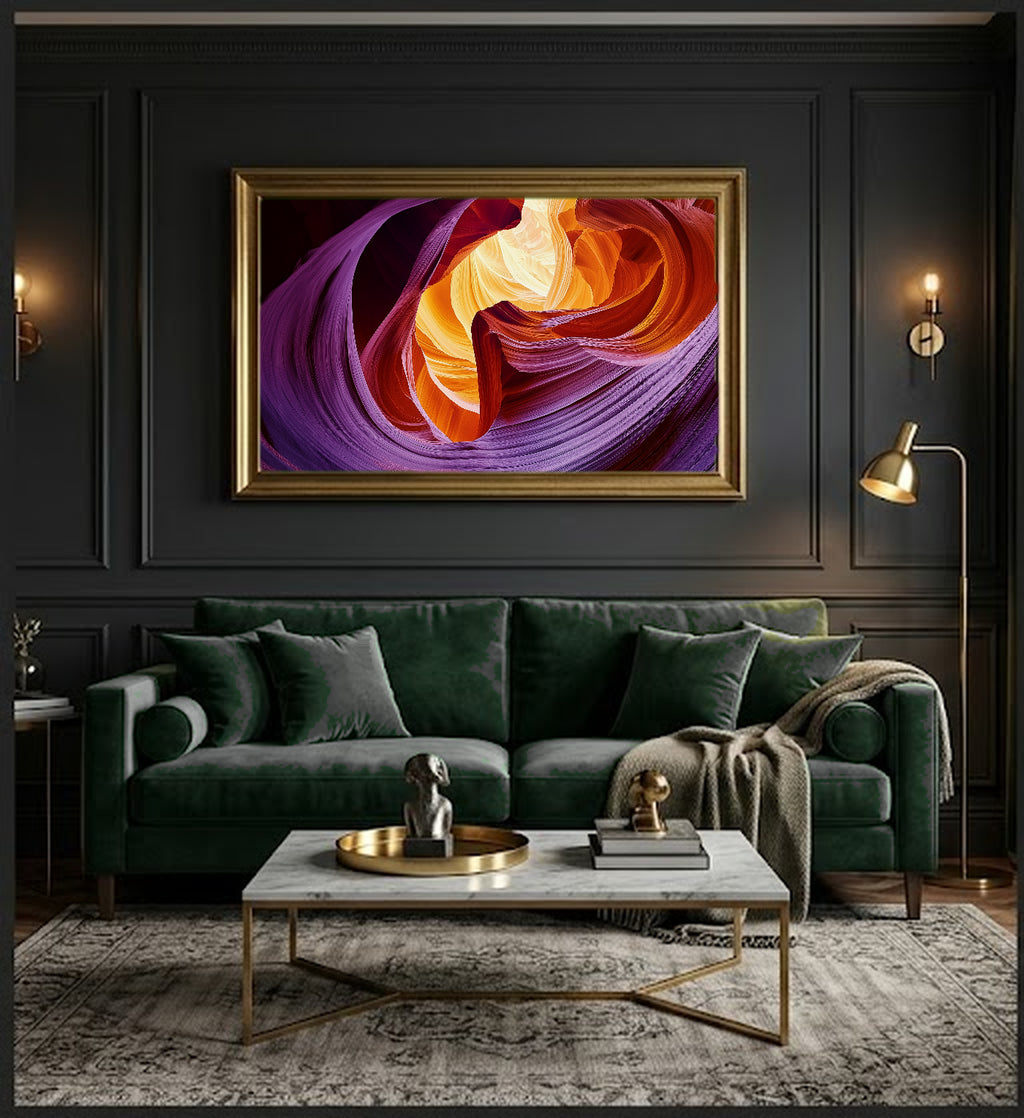Antelope Canyon Canvas Wall Art | Arizona Slot Canyon Print, Red Sandstone, Nature Decor, Stretched Canvas — antelope-canyon-light-office-wall-art.jpg
