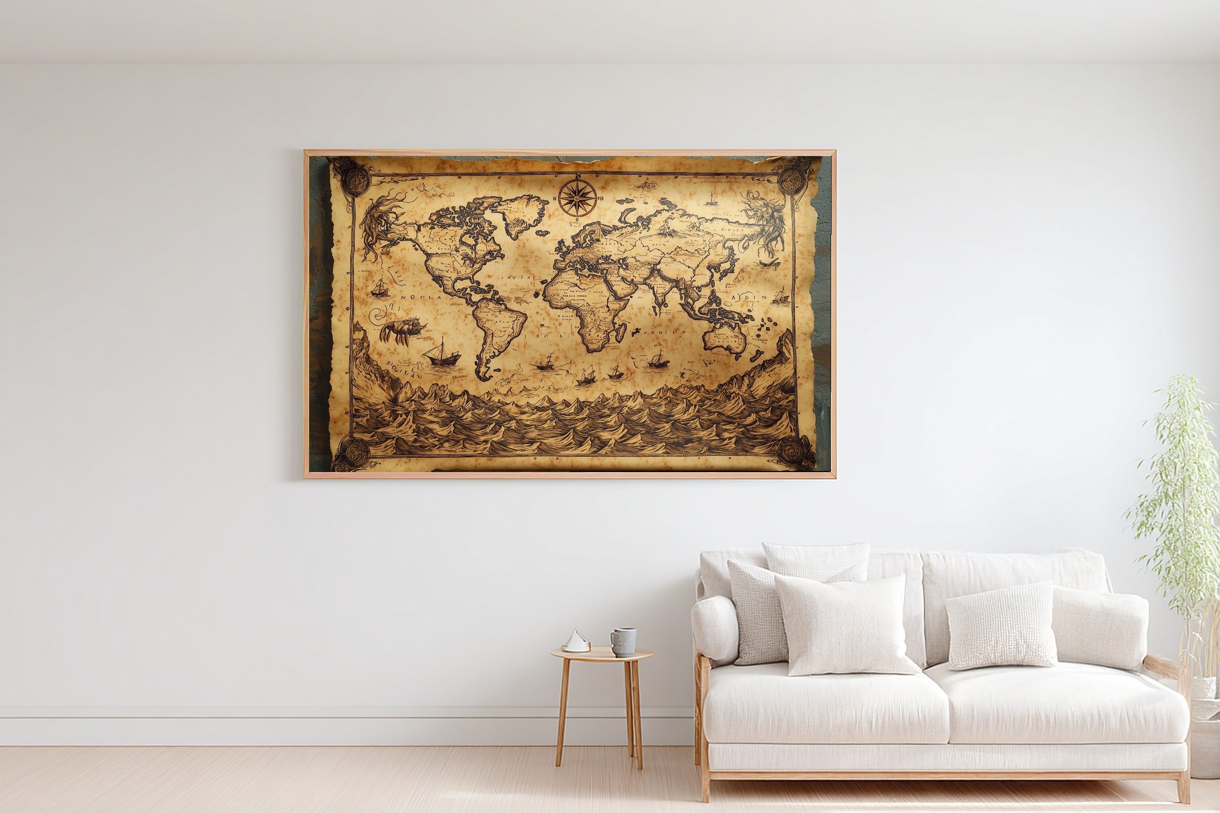 Cozy Studio Antique World Map Sepia Canvas Wall Art — Timeless Print for the Living Room, A Gift the Art Lover in Your Life Will Adore — antique-world-map-sepia-bedroom-wall-art.jpg
