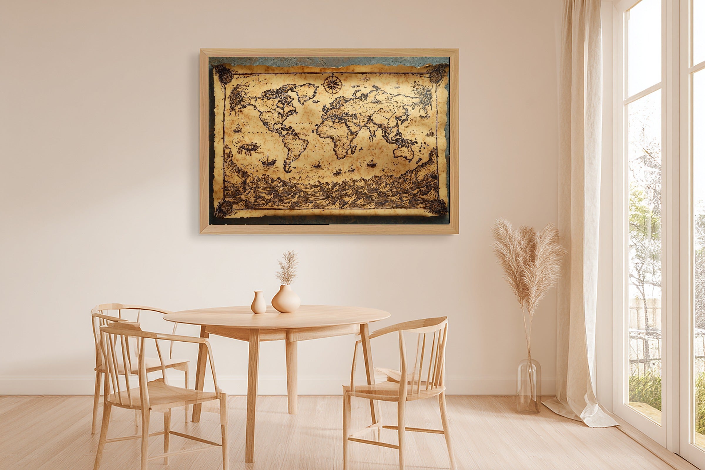 Cozy Studio Antique World Map Sepia Canvas Wall Art — Timeless Print for the Living Room, A Gift the Art Lover in Your Life Will Adore — antique-world-map-sepia-dining-room-wall-art.jpg