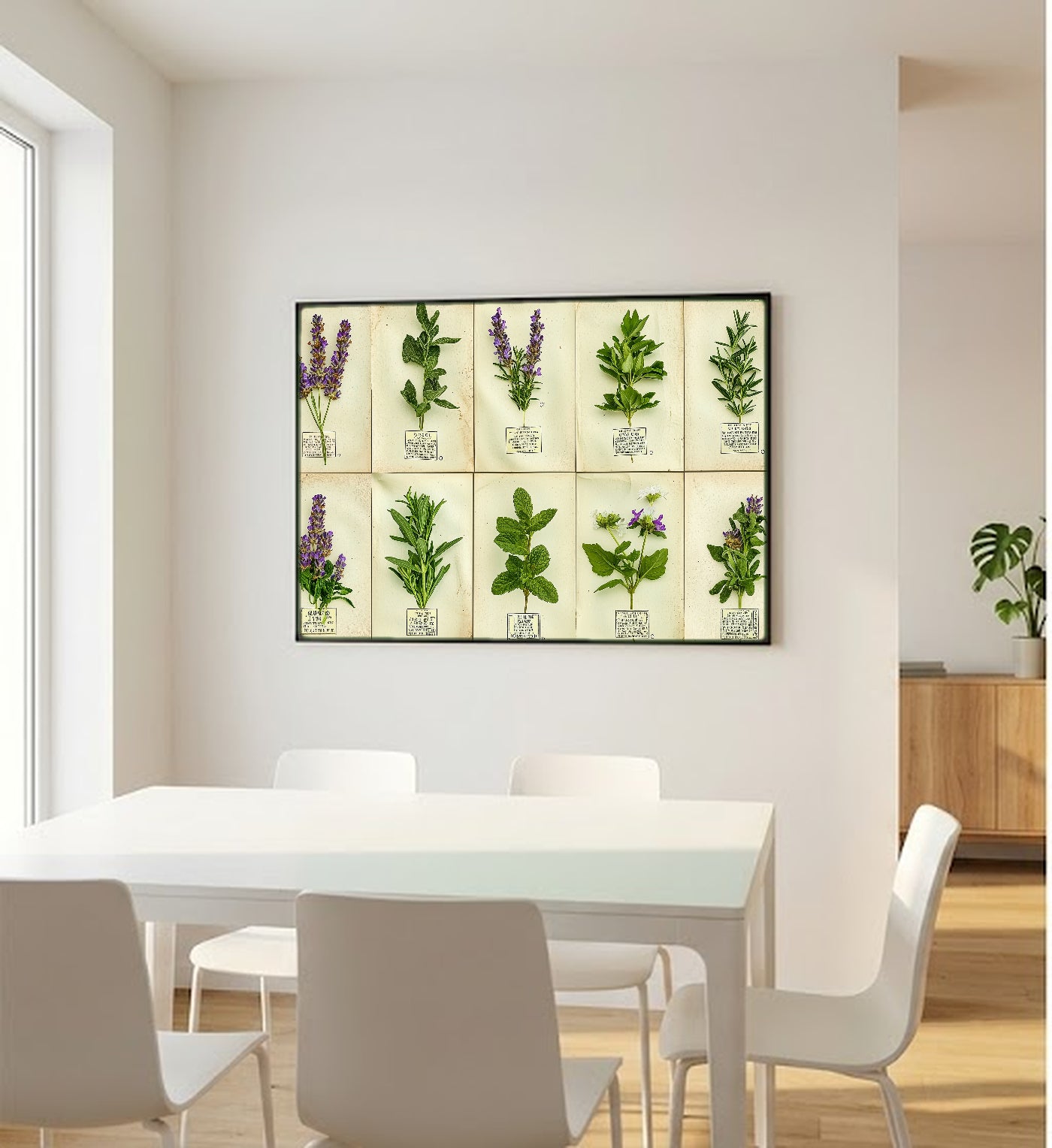 Medicinal Herb Apothecary Canvas Wall Art | Vintage Botanical Grid Print, Witchy Kitchen Decor, Stretched Canvas — apothecary-herb-grid-bedroom-wall-art.jpg