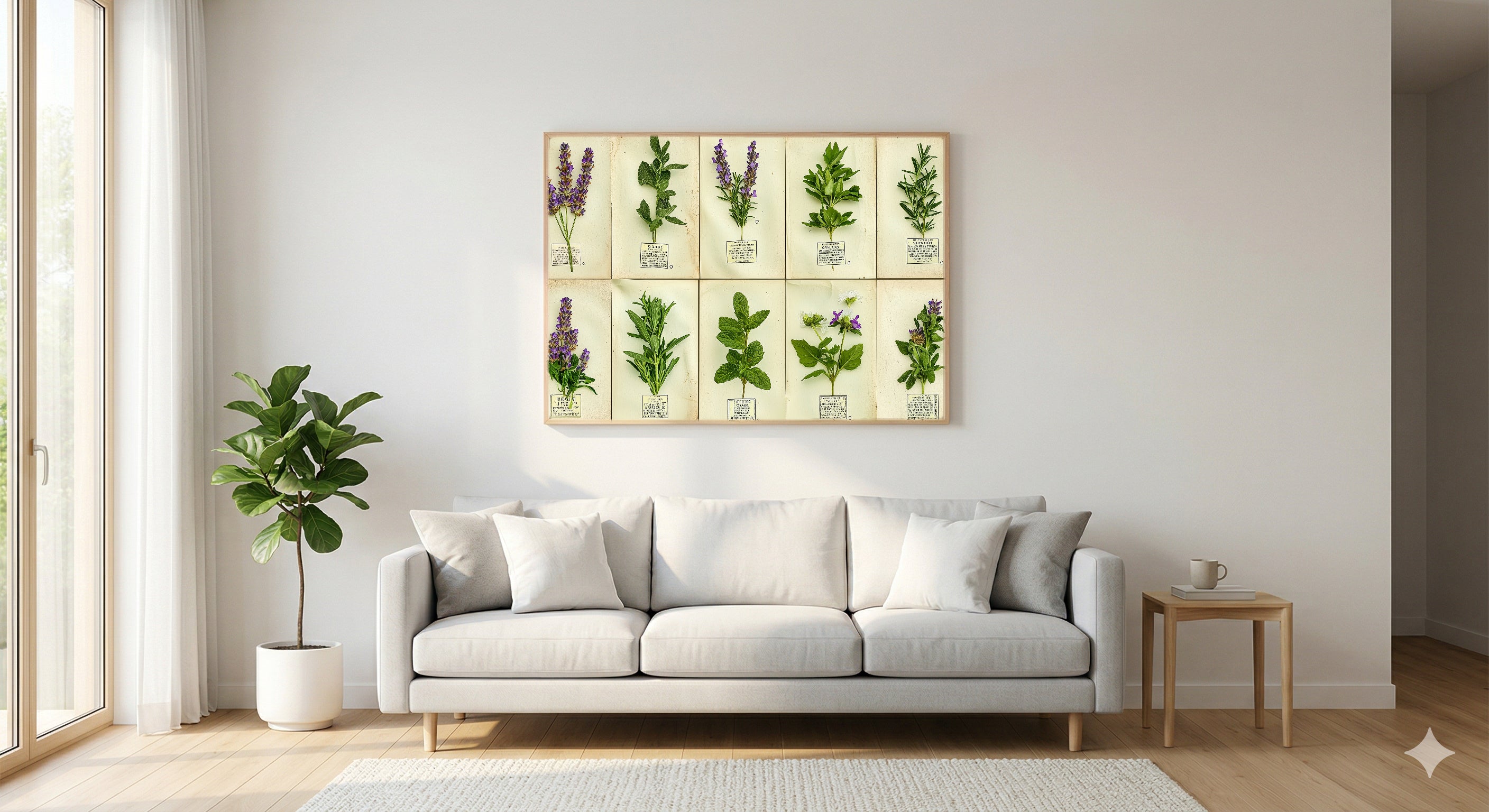 Medicinal Herb Apothecary Canvas Wall Art | Vintage Botanical Grid Print, Witchy Kitchen Decor, Stretched Canvas — apothecary-herb-grid-living-room-wall-art.jpg