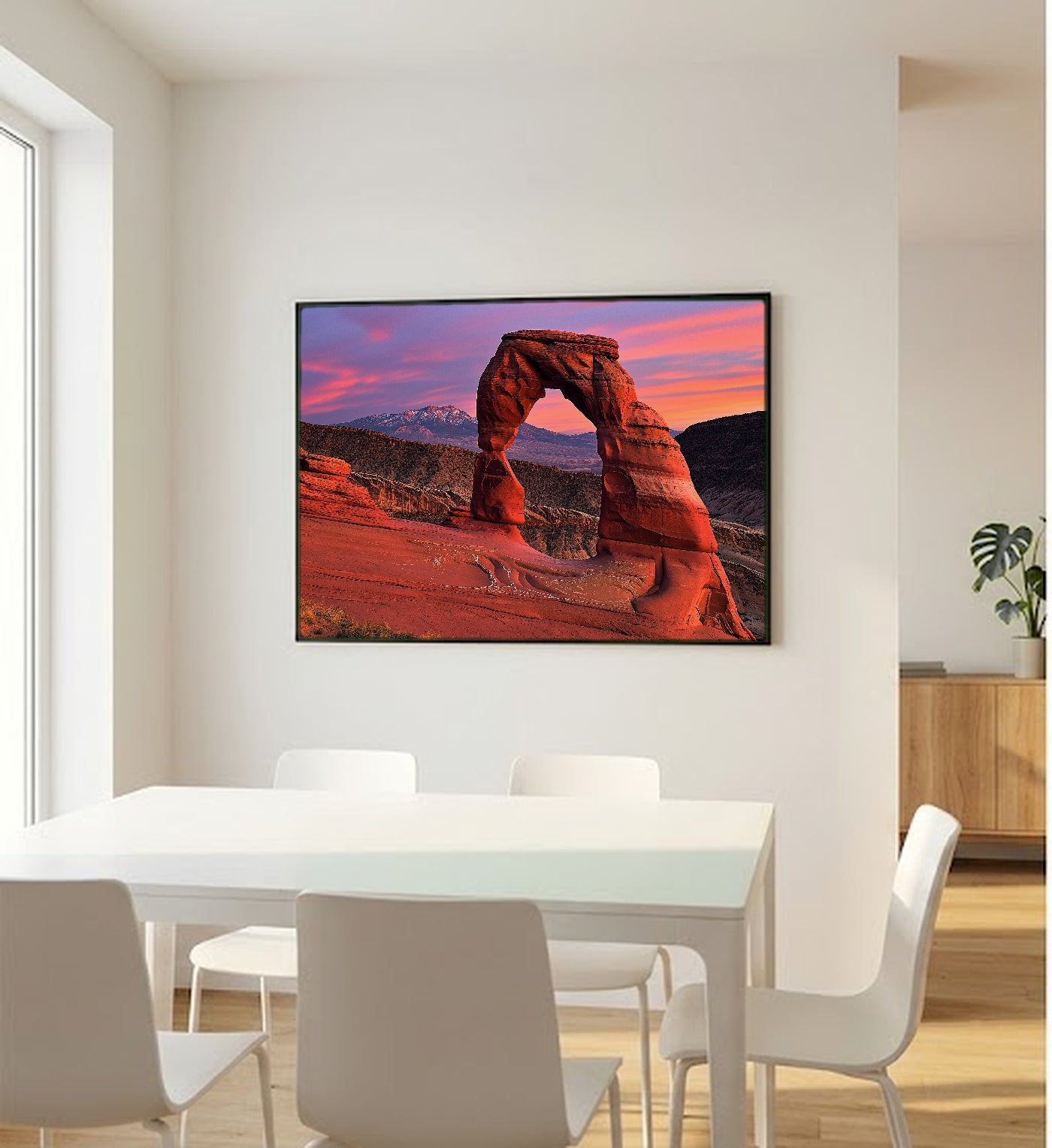 Arches National Park Canvas Wall Art | Delicate Arch Sunset Print, Utah Desert, Nature Decor, Stretched Canvas — arches-delicate-sunset-bedroom-wall-art.jpg
