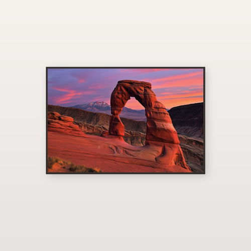 Arches National Park Canvas Wall Art | Delicate Arch Sunset Print, Utah Desert, Nature Decor, Stretched Canvas — arches-delicate-sunset-canvas-print.jpg